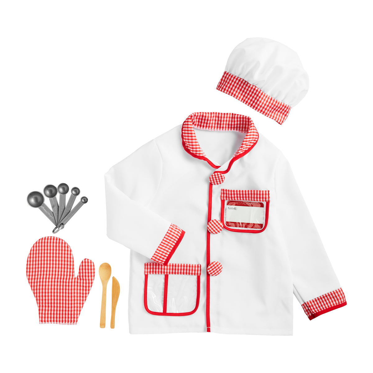 Kids Chef Costume Separates - Chef Jacket & Hat Set For Dress-Up Play (Choose Size 2/4 To 10/12)