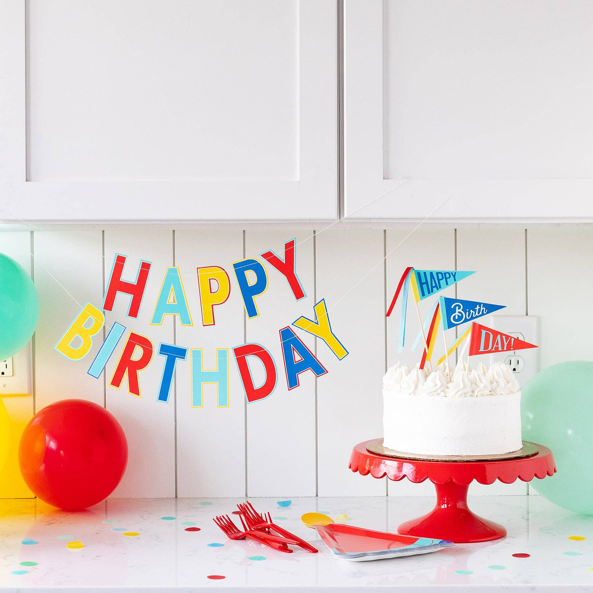 Happy Birthday Cake Topper – Rose Gold Glitter Bunting Decoration For Cakes & Desserts - View #8