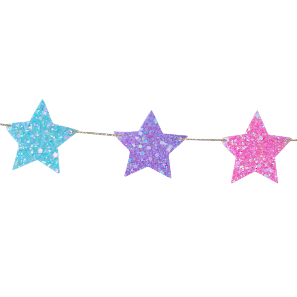 Whimsy Rainbow Colored Glittery Shining Stars Banner