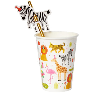 Party Animal Paper Cups w/ Straws - Ellie and Piper