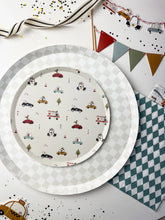Checkered Light Grey Matte Plate - Ellie and Piper