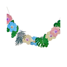 Hawaiian Palm Leaf and Hibiscus Flower Tropical Party Garland Decoration - Ellie and Piper