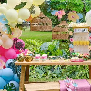 Hawaiian Palm Leaf and Hibiscus Flower Tropical Party Garland Decoration - Ellie and Piper