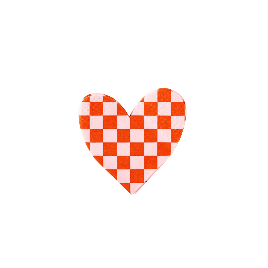 Checkered Heart Paper Napkin - Ellie and Piper