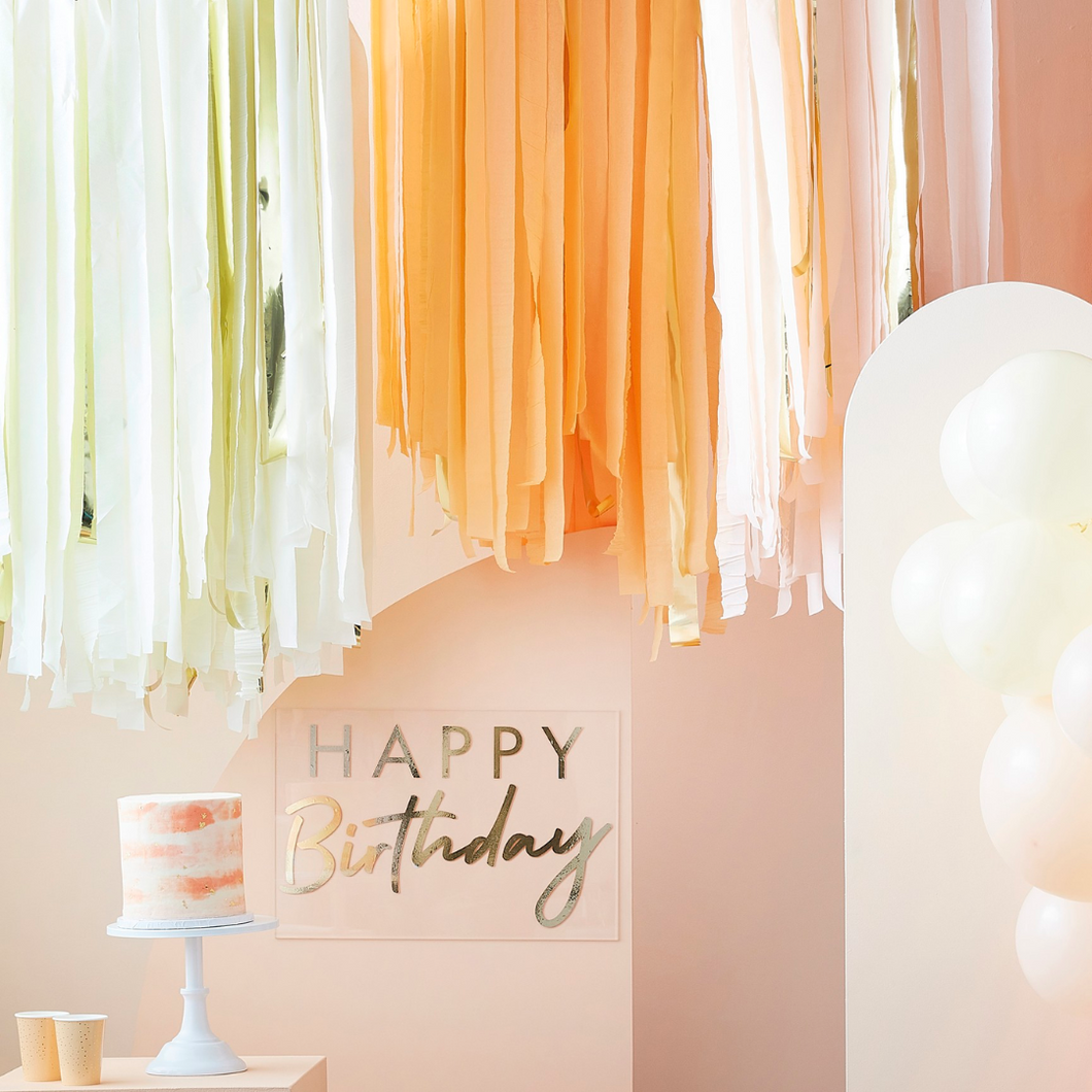 Peach and Gold Streamer Ceiling Decoration - Ellie and Piper