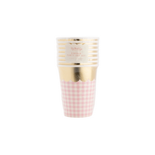 Gingham Cups with Gold Scallop - Ellie and Piper