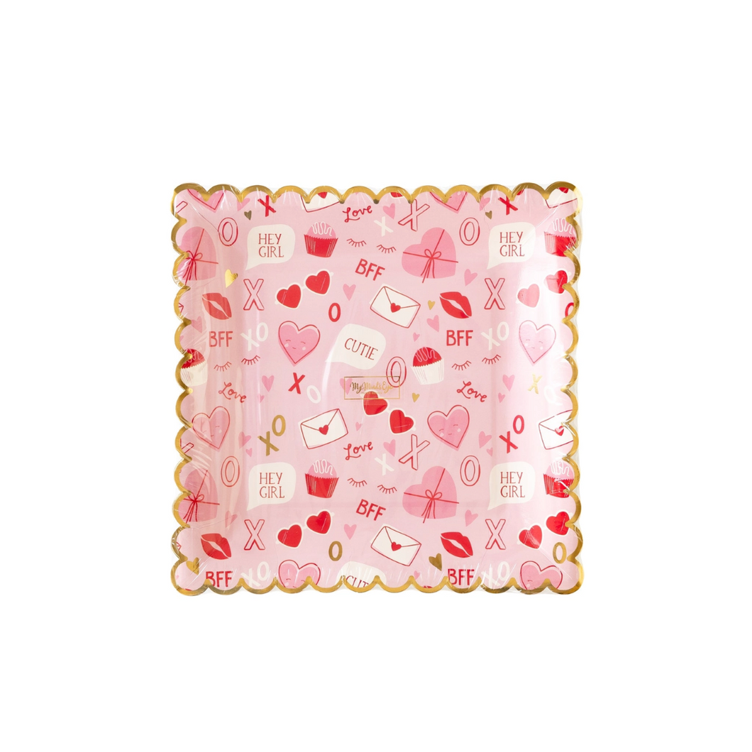 Valentine Scatter Square Paper Plate - Ellie and Piper