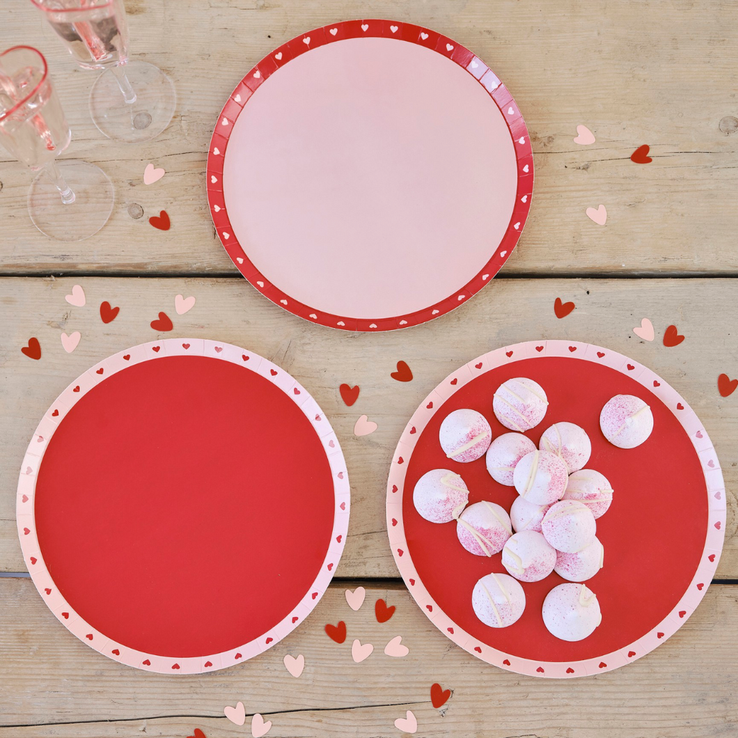 Red and Pink Valentines Heart Plates - Ellie and Piper