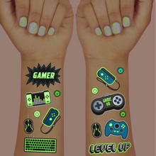 Gamer Glow in the Dark Kids Temporary Tattoos - Ellie and Piper