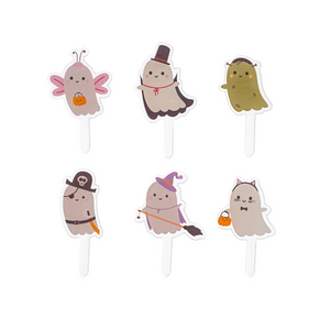 Boo! Costume Ghosts Acrylic Mini Topper Set Halloween Cupcake - Ellie and Piper