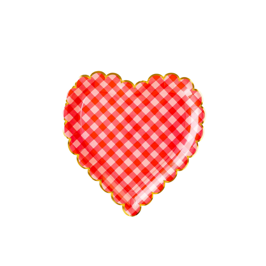 Checkered Heart Shaped Paper Plate - Ellie and Piper
