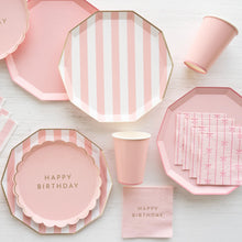 Petal Pink Cabana Stripe Paper Plates - Ellie and Piper
