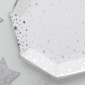 Silver Foiled Star Paper Plates - Ellie and Piper