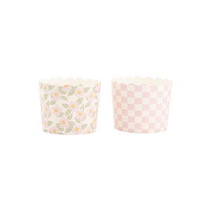 Pink Floral Checkerboard Food Cups - Ellie and Piper