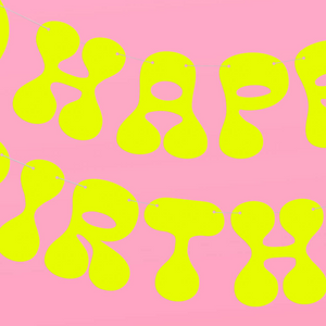 Neon Smiley Groovy Birthday Banner - Ellie and Piper