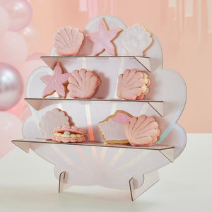 Iridescent and Pink Mermaid Shell Shaped Treat Stand - Ellie and Piper