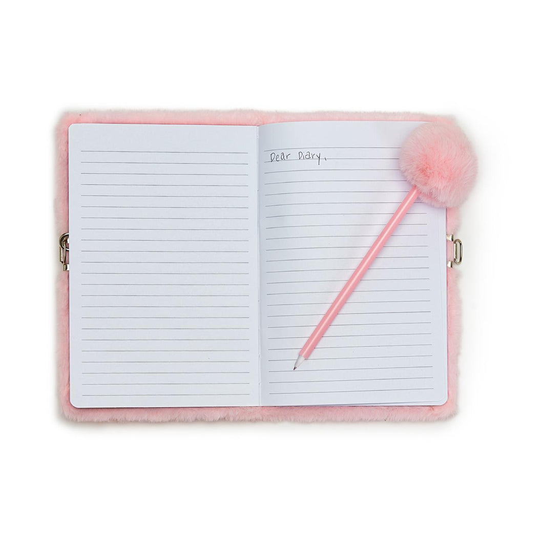 Glitter Unicorn Journal With Lock & Pom Pom Pen (Sold Individually) - Ellie and Piper