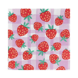 Strawberry Gingham Paper Napkins - Ellie and Piper