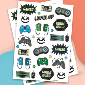 Gamer Glow in the Dark Kids Temporary Tattoos - Ellie and Piper