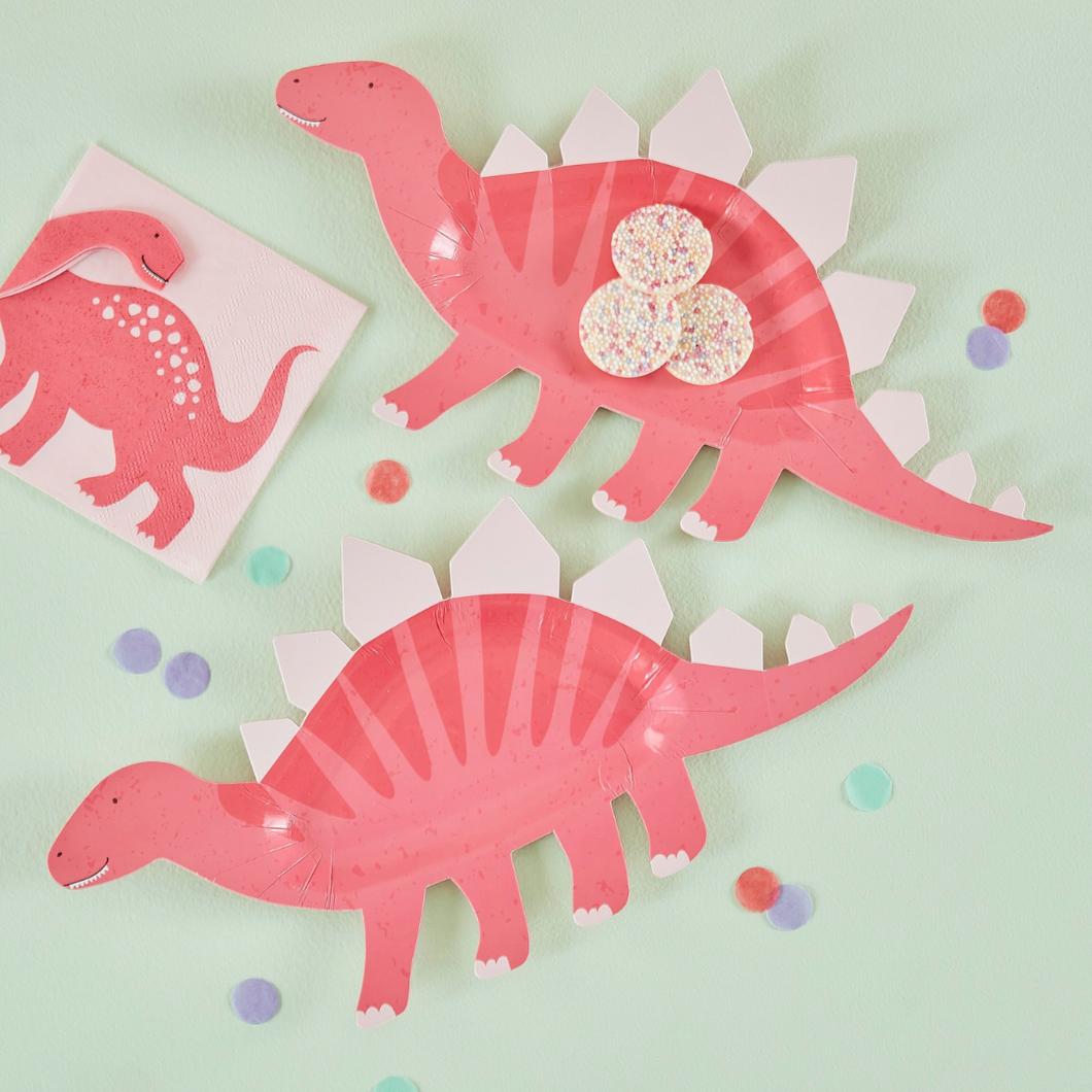 Pink Shaped Dinosaur Sweet Treat Plate - Ellie and Piper