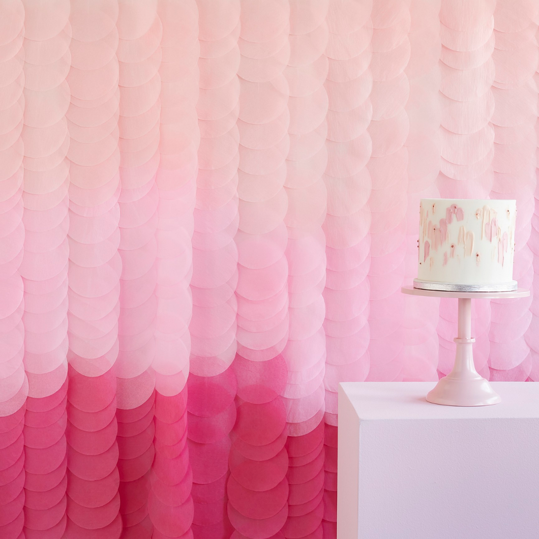 Pink Ombre Tissue Paper Disc Party Backdrop - Ellie and Piper