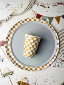 Checkered Gold Matte Plate - Ellie and Piper