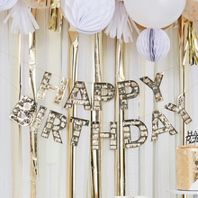 Gold Fringe Happy Birthday Banner - Ellie and Piper