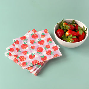 Strawberry Gingham Paper Napkins - Ellie and Piper