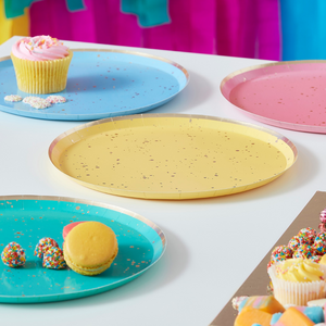 Gold Flecked Brights Rainbow Party Plates - Ellie and Piper