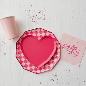 Pink Checkered Dinner Paper Plates - Ellie and Piper