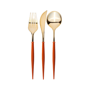 Pumpkin And Gold 24pc Bella Assorted Cutlery Set - Ellie and Piper
