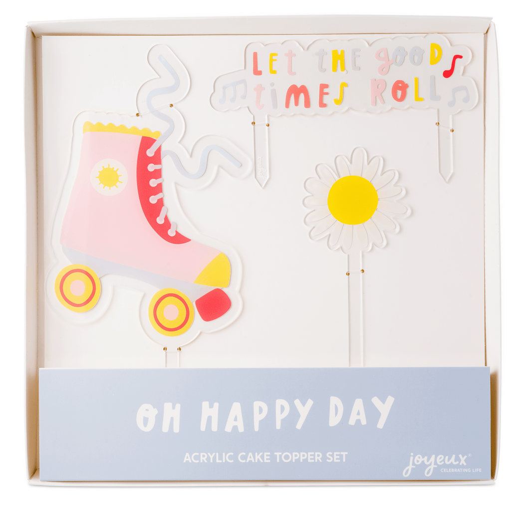 Oh Happy Day Roller Skate Acrylic Cake Topper Set - Ellie and Piper