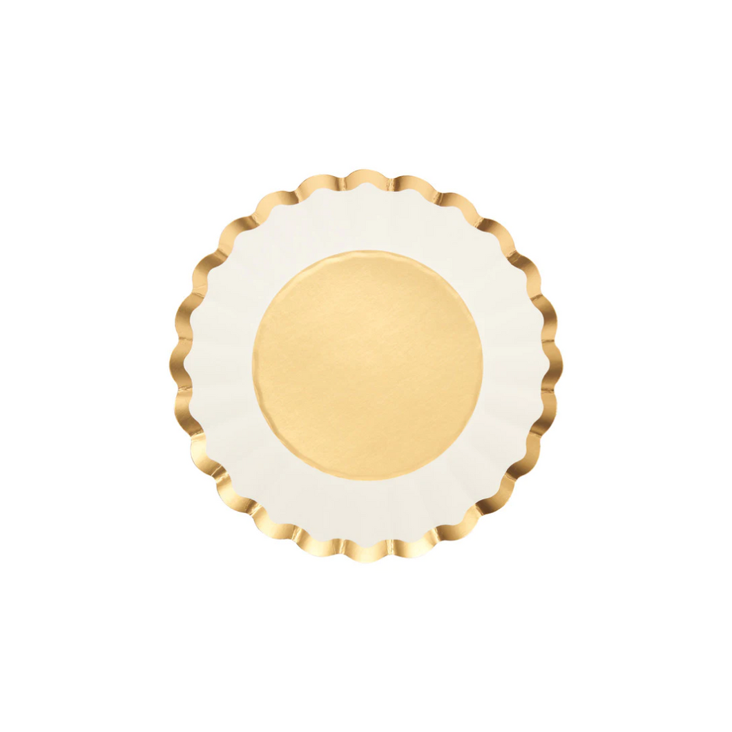 White & Gold Flower Salad Plates - Ellie and Piper