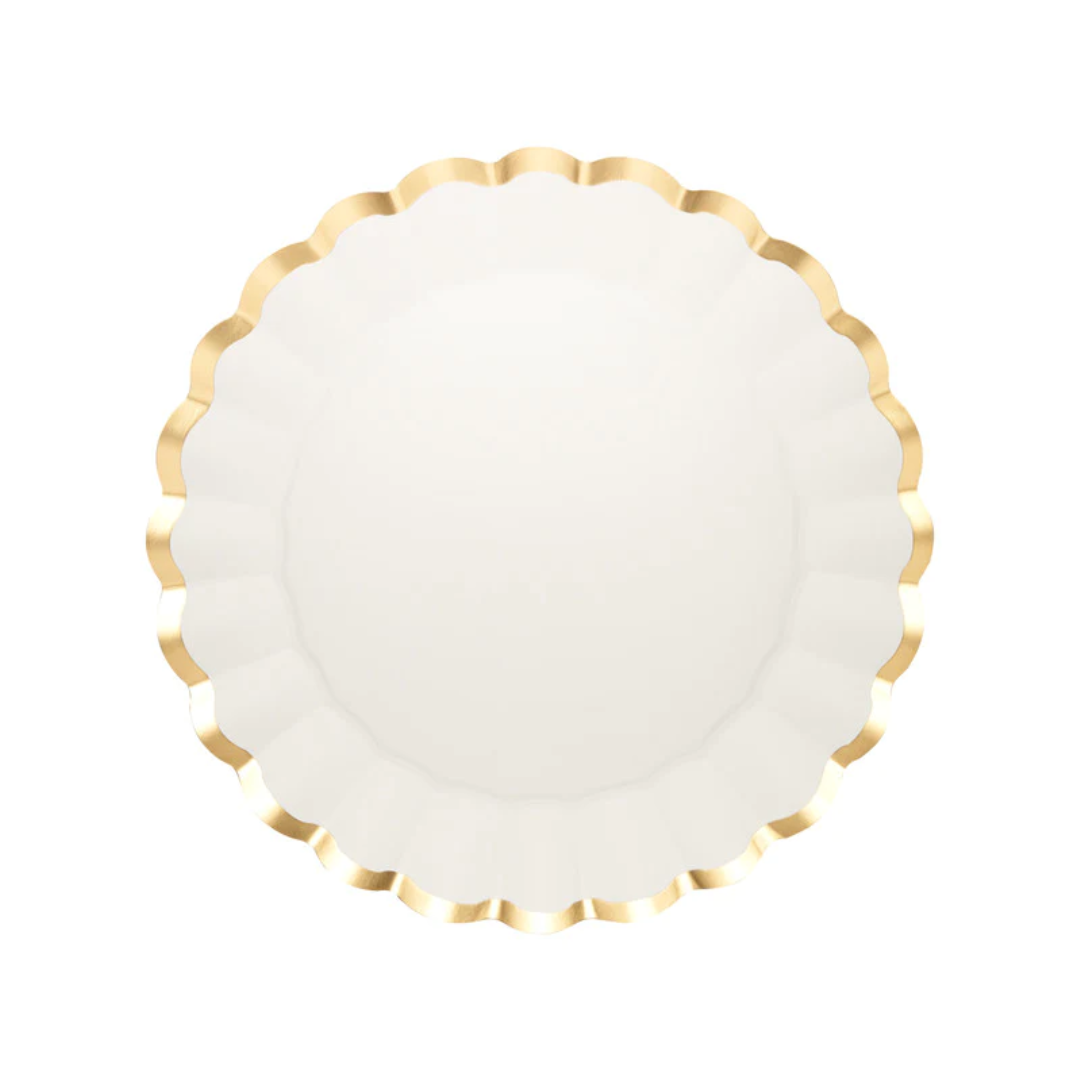 White & Gold Flower Charger Paper Plates Ellie and Piper