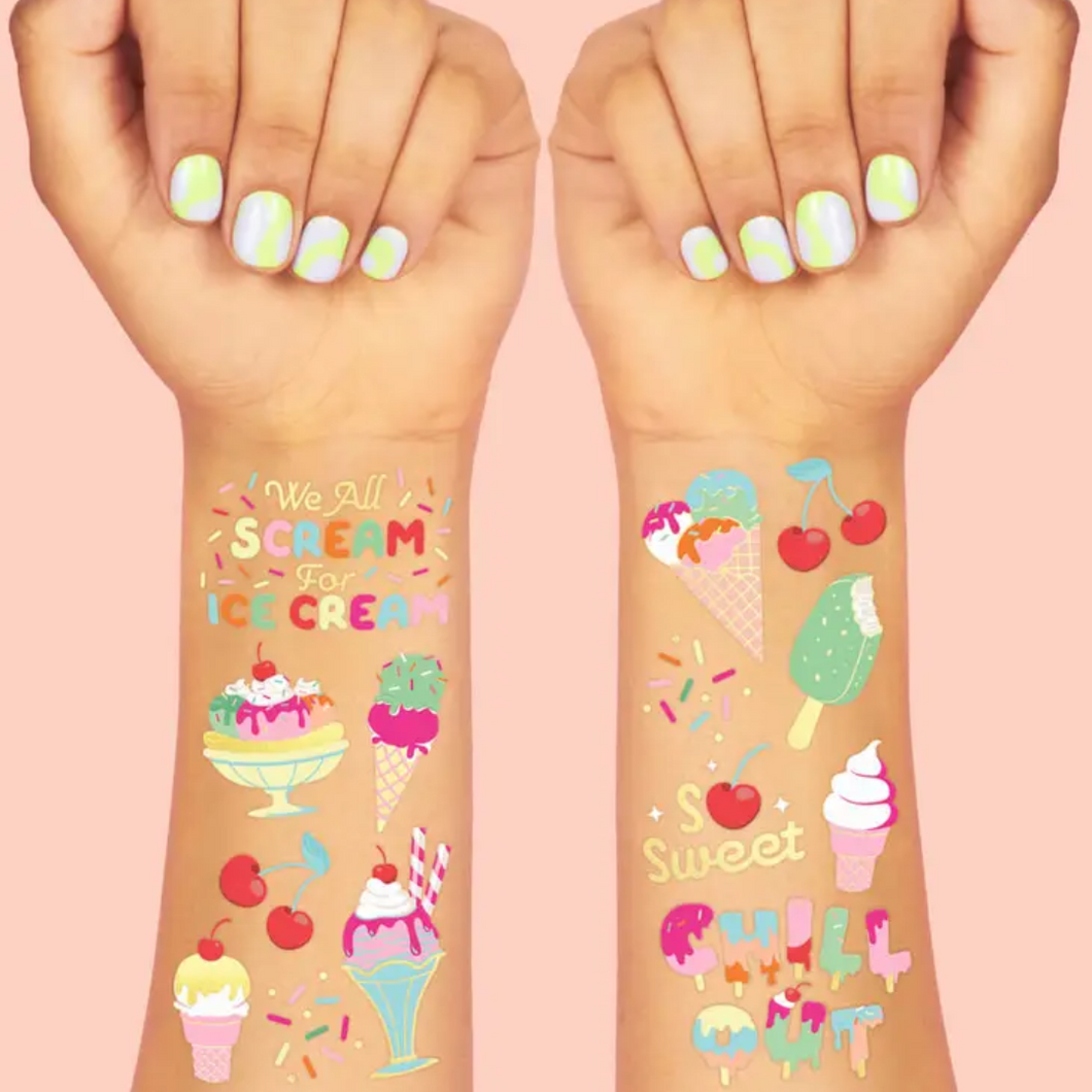 Ice Cream Foil Kids Temporary Tattoos - Ellie and Piper
