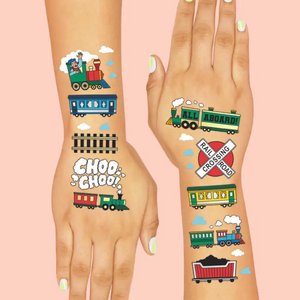 Train Foil Kids Temporary Tattoos - Ellie and Piper