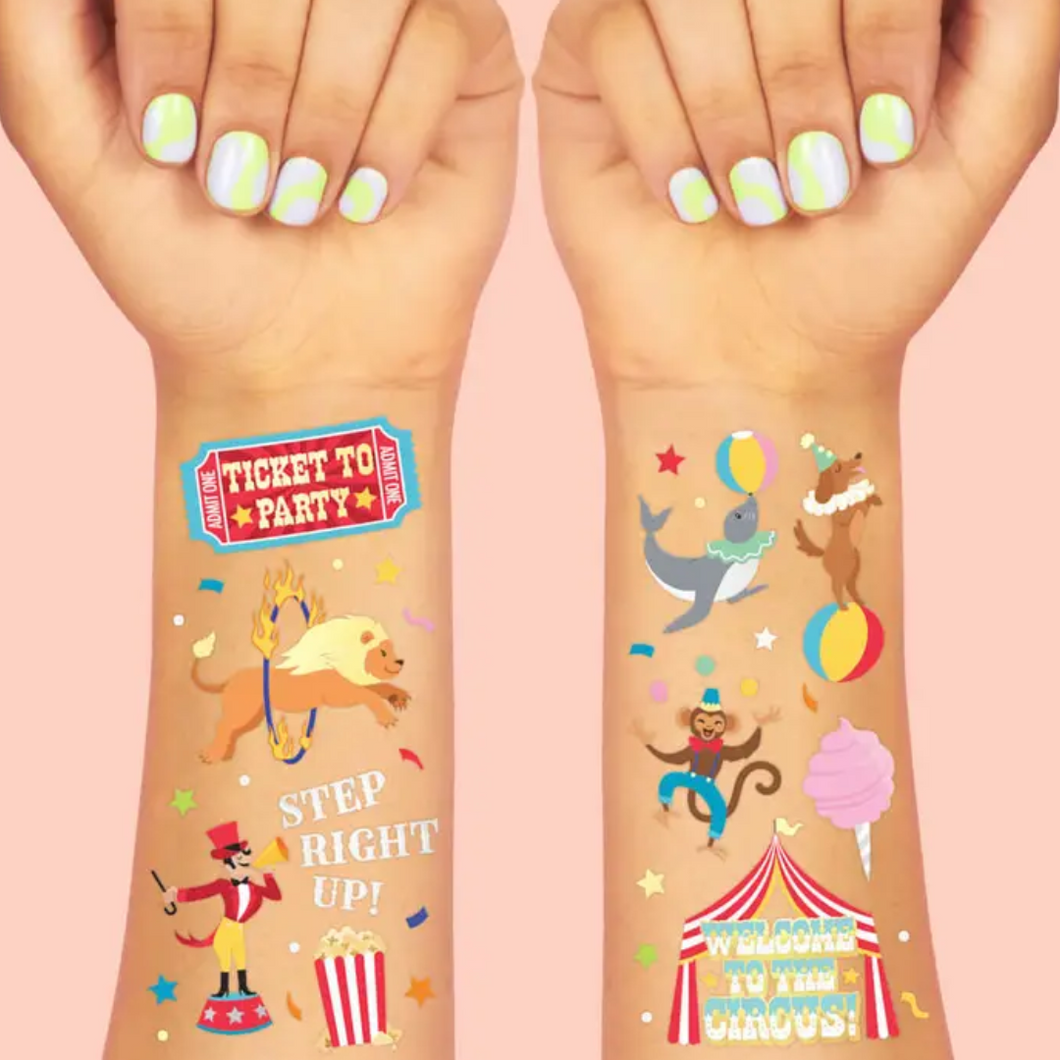 Circus Foil Kids Temporary Tattoos - Ellie and Piper