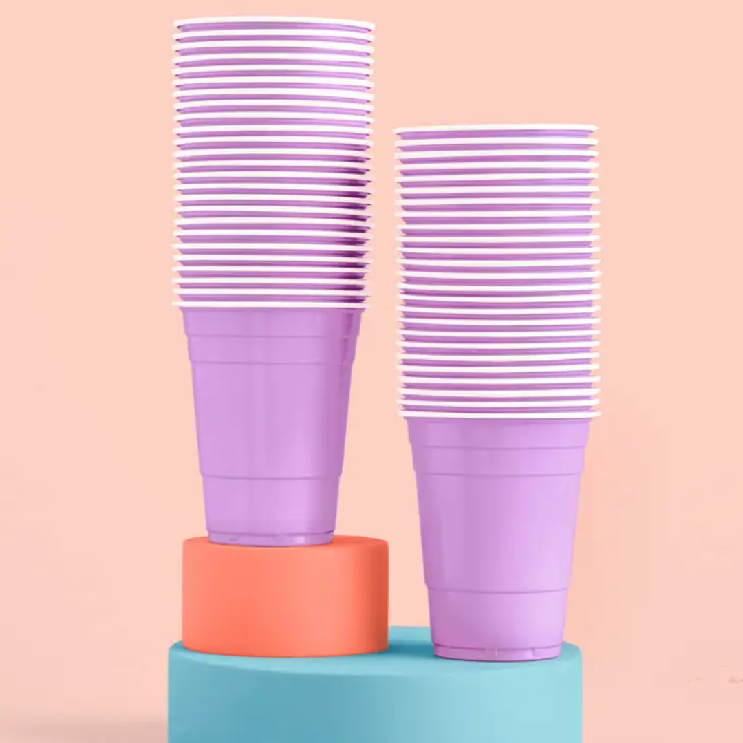 Party Decorations Lavender Plastic Cups - 50 Purple Matte 16 oz