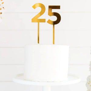Gold Mirrored Acrylic Number Cake Topper - 7 through 0 - Ellie and Piper