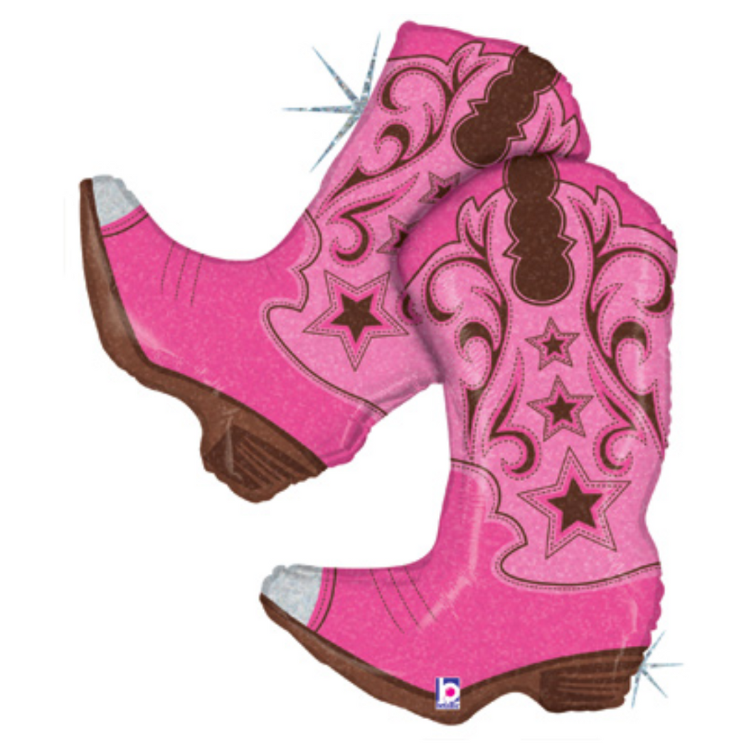 Pink Dancing Cowgirl Boots Mylar Balloon - Ellie and Piper