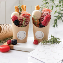 Kraft Charcuterie Cups with Sticker Labels - Ellie and Piper