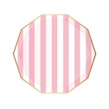 Petal Pink Cabana Stripe Paper Plates - Ellie and Piper