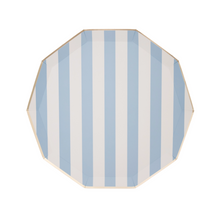 Sky Blue Cabana Stripe Paper Plates - Ellie and Piper