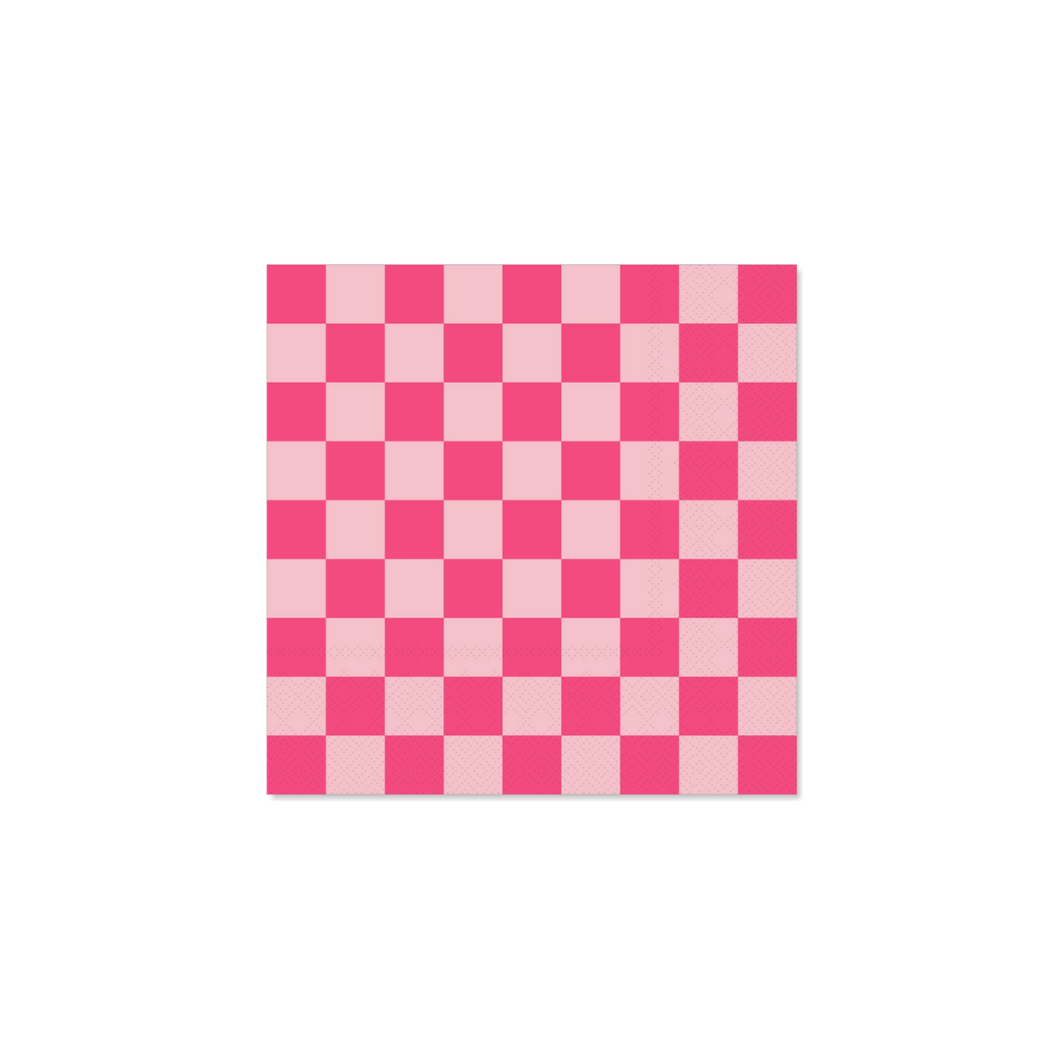 Pink Checkered Large Napkins - Ellie and Piper