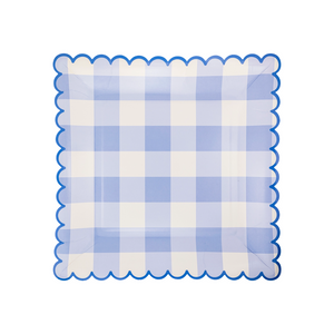 Blue Gingham Paper Plate - Ellie and Piper