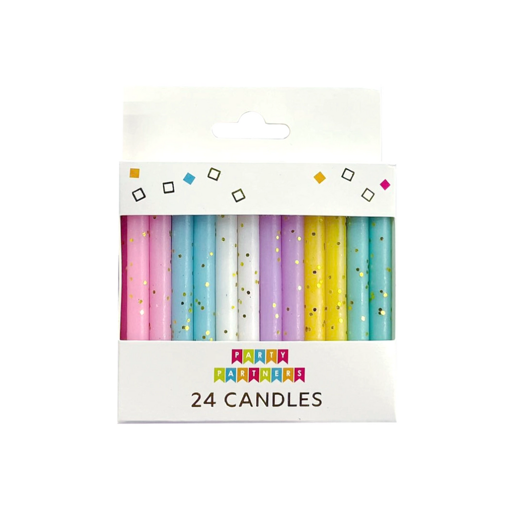 Pastel Gold Glitter 24 Candles Set - Ellie and Piper