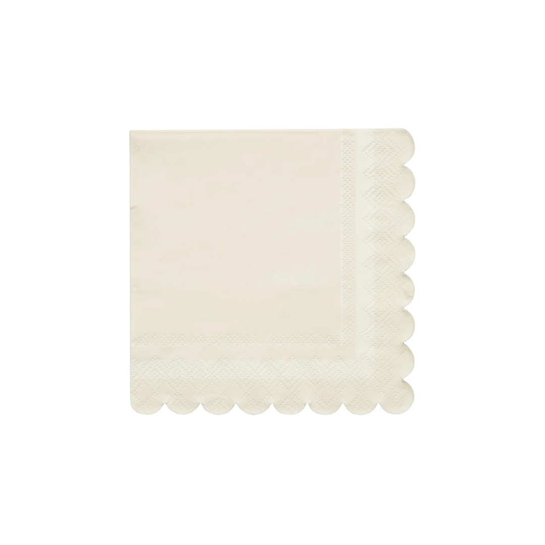Cream Scalloped Edge Cocktail Napkins - Thumbnail 2
