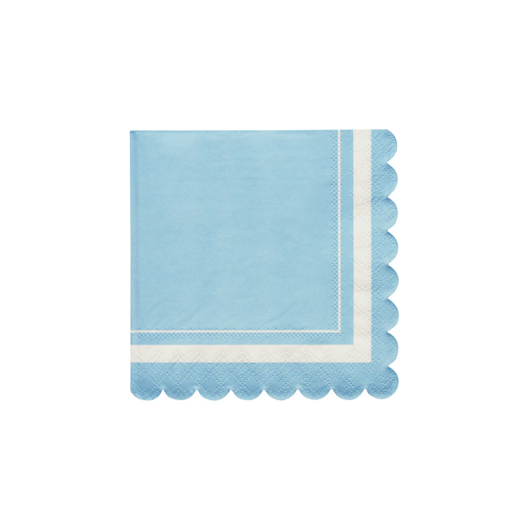 Sky Scalloped Edge Cocktail Napkins - Ellie and Piper