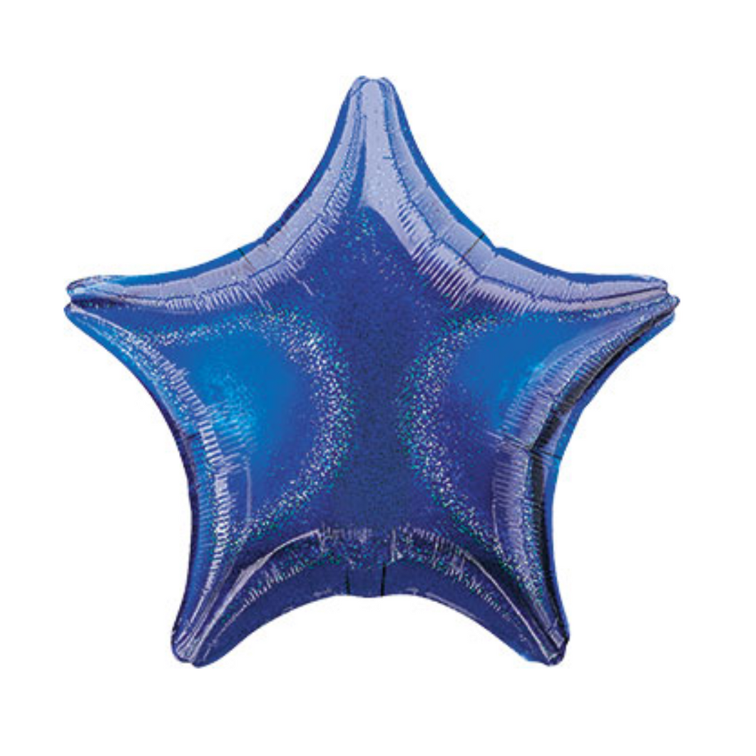 Dazzler Blue Holographic Star Shaped Balloon - Ellie and Piper