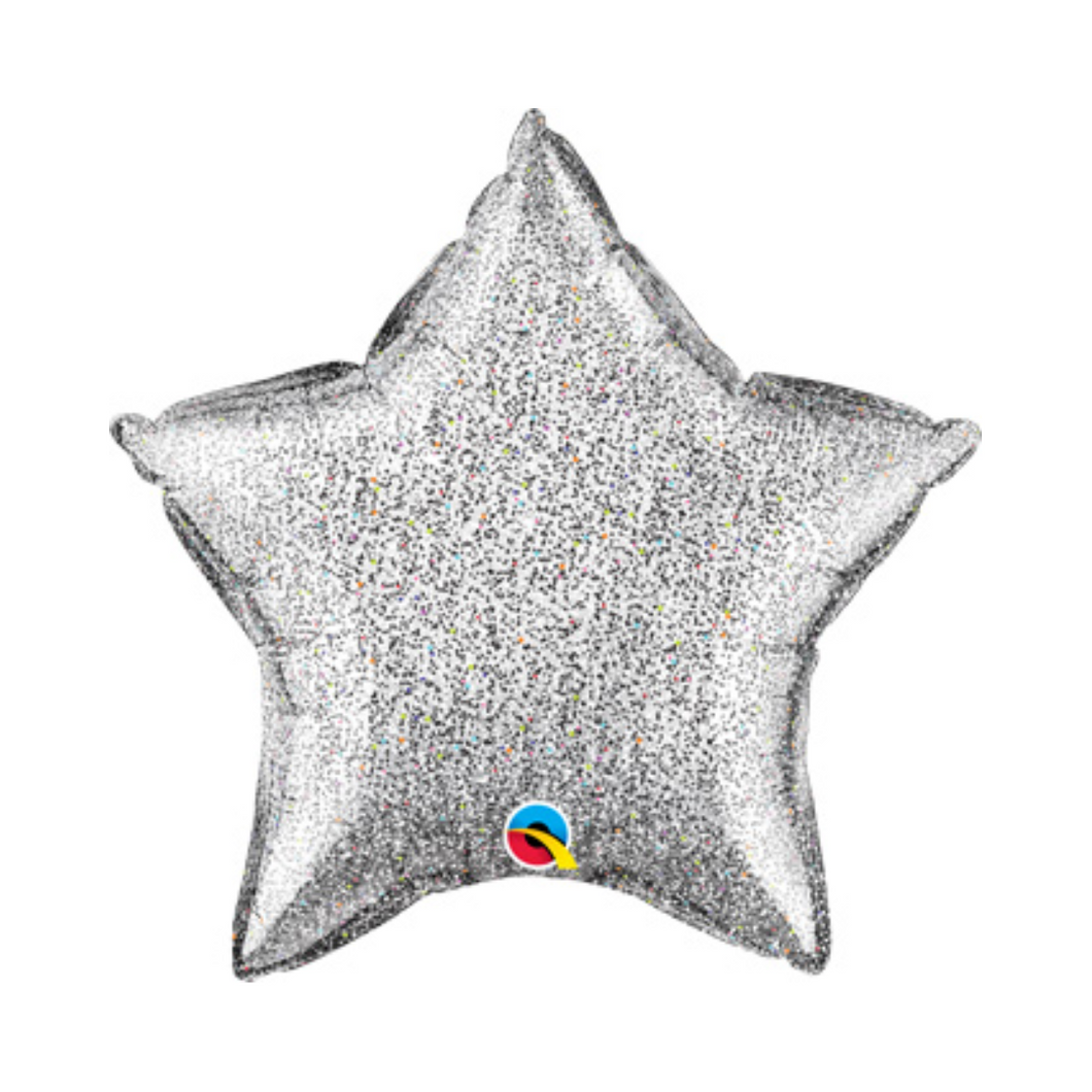 Glittergraphic Silver Holographic Star Shaped Balloon - Ellie and Piper